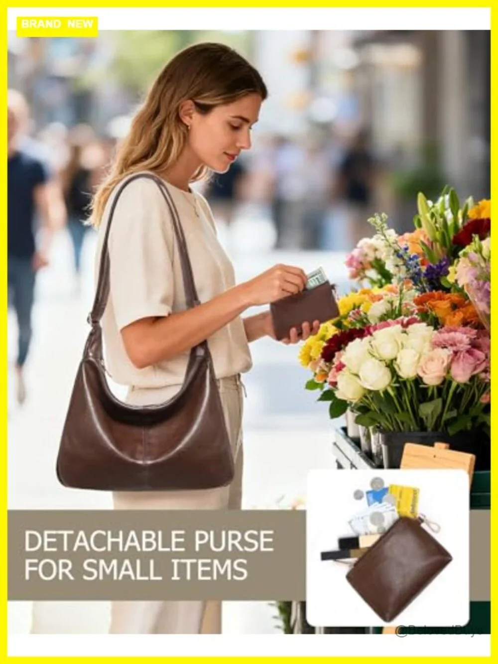Hobo Bag Women Soft Vegan Leather Slouchy Shoulder Crossbody Handbag Mini Purse